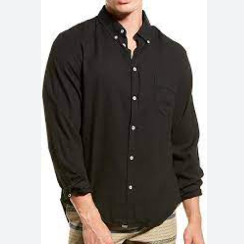 Billy Reid Long Sleeve Button Down Shirt (Cotton-Cashmere Blend/Black)